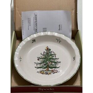 Spode Christmas Tree Pie Plate Santa New In Box 10"